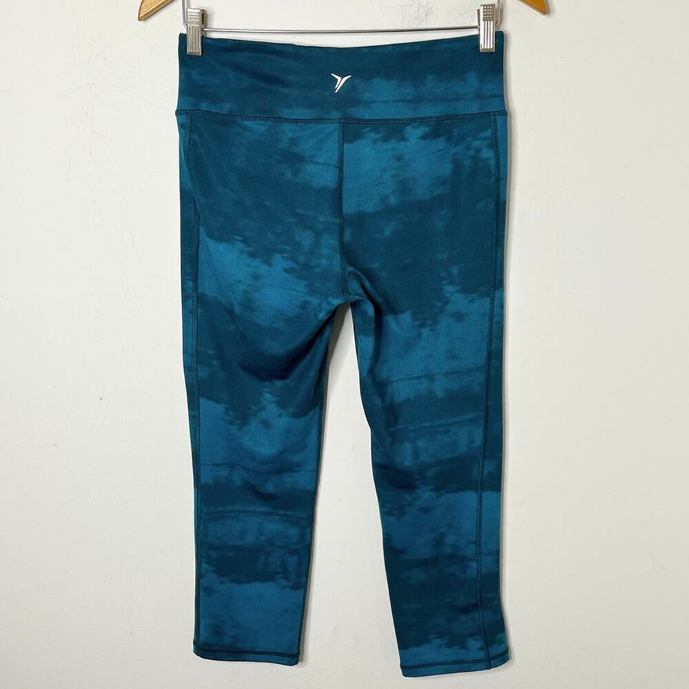 Old Navy Active Womens Athletic Capri Leggings M Tall Blue & Black Tie Dye Print - Picture 5 of 6